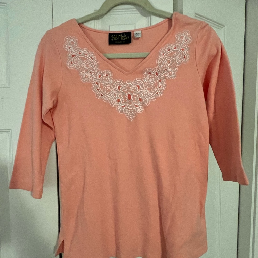 Bob Mackie Wearable Art Peach Embroidered Women's Size XXS